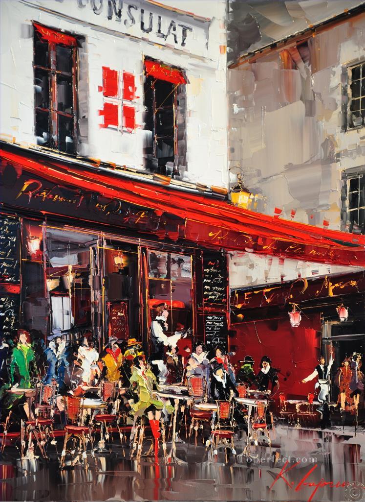 カル・ガジューム・ル・コンサレート・テラス・モンマルトル・パリの街並み油絵